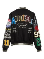 Amiri Patch Wool Blend Leather Varsity Jacket Back View