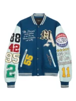 Amiri Patch Wool Blend Leather Varsity Jacket Front Look