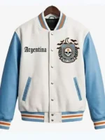 Front view of Argentina Halloween Varsity Jacket featuring premium varsity construction, Argentina-inspired details, and Halloween-themed graphics