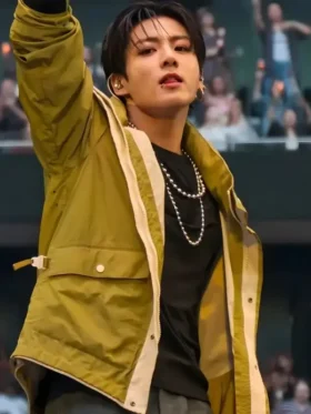 Closure view of Arirang London Tour Jungkook Cyberpunk Jacket highlighting premium fastening details and quality craftsmanship
