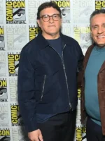 Front view of Avengers Doomsday Anthony Russo Jacket featuring clean front detailing, premium construction, and a tailored fit