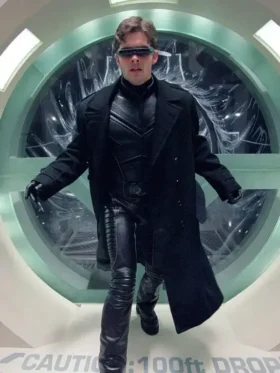 Front view of Avengers Doomsday James Marsden Coat featuring clean front detailing, premium construction, and a tailored fit