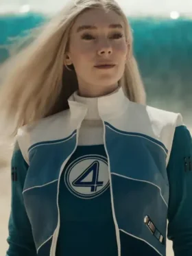Front view of Avengers Doomsday Susan Storm Vest featuring clean front detailing, premium construction, and a structured fit