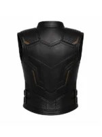 Back view of Avengers Doomsday Thor Black Leather Vest highlighting clean rear detailing, premium black leather, and precise stitching