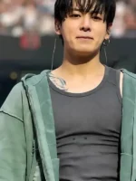 Close-up of BTS World Tour London Jungkook Hoodie highlighting premium fabric texture, stitching, and refined detailing