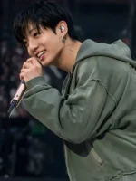 Side view of BTS World Tour London Jungkook Hoodie featuring a relaxed fit and premium streetwear styling