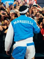 Back look of Bad Bunny Marseille Jacquemus Track Jacket showcasing premium craftsmanship and modern trackwear styling