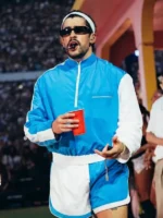 Front look of Bad Bunny Marseille Jacquemus Track Jacket featuring premium sportswear styling and modern details