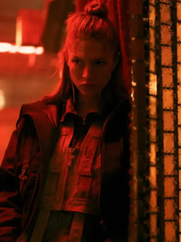 Blade Runner 2099 Hunter Schafer Cropped Jacket Front View Blade Runner 2099 Hunter Schafer Cropped Jacket Front View