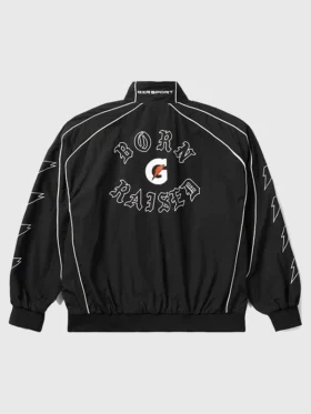Back view of Born x Raised x Gatorade Track Jacket featuring bold graphics and a clean sporty silhouette