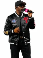 Boyz II Men MLB All Star Game 2026 Satin Jacket featuring premium satin fabric, event-inspired graphics, and classic varsity styling