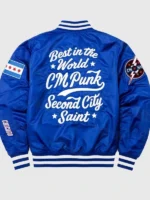 CM Punk Chicago Cubs Blue Jacket Back
