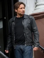 Closure view of Californication Hank David Duchovny Jacket showcasing premium fastening details and quality craftsmanship