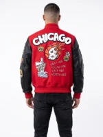 Chicago Windy City Red Varsity Jacket Back Look