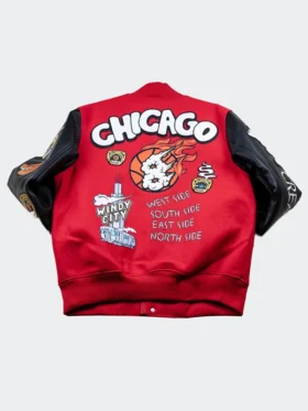 Chicago Windy City Red Varsity Jacket Back View