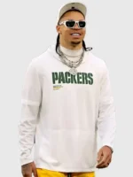 Christian Watson Packers White Hoodie showcasing premium fleece fabric, quality craftsmanship, and a relaxed modern fit