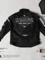 Back view of Cyber Black Techwear Jacket featuring a clean black silhouette and futuristic techwear styling