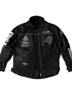 Front view of Cyber Black Techwear Jacket featuring a sleek black finish, modern fit, and futuristic techwear design
