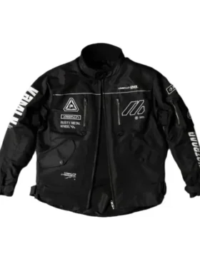 Front view of Cyber Black Techwear Jacket featuring a sleek black finish, modern fit, and futuristic techwear design