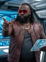 Close-up of Cyberpunk 2077 Dexter DeShawn Vest focusing on the front closure and fine detailing