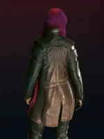 Cyberpunk 2077 Durable Trench Leather Coat Back View