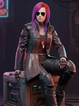 Cyberpunk 2077 Durable Trench Leather Coat Front View