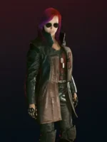 Cyberpunk 2077 Durable Trench Leather Coat Side View