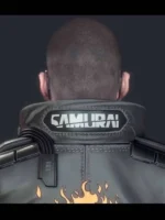 Close-up back view of Cyberpunk 2077 Night City Dreamer Jacket highlighting premium texture and design details