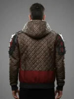 Back look of Cyberpunk 2077 Phantom Liberty Wild Hunt Jacket featuring a structured futuristic silhouette