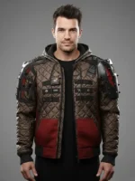Close-up of Cyberpunk 2077 Phantom Liberty Wild Hunt Jacket showing premium material texture and fine details
