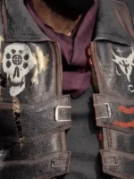 Close-up of Cyberpunk 2077 Royce Leather Jacket showing premium leather texture and fine construction details