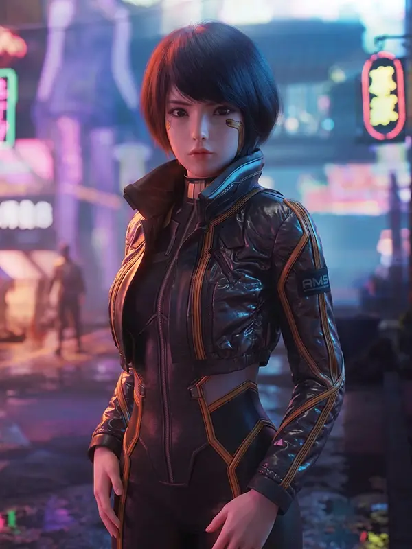 Cyberpunk 2077 Syn Leather Jacket Front View