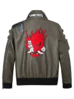 Back view of Cyberpunk 2077 Vincent Brown Leather Jacket featuring a clean brown leather design