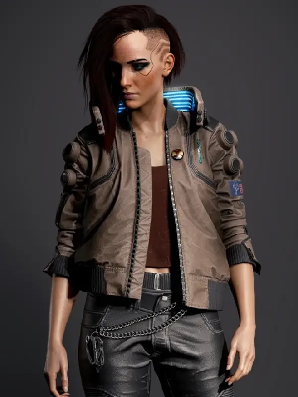 Cyberpunk 2077 Vincent Brown Leather Jacket with premium brown leather, tailored fit, and signature styling