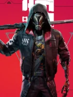 Front view of Cyberpunk Ghost Runner Ninja Hooded Jacket with a sleek hooded silhouette and futuristic design
