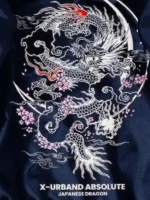 Cyberpunk Japanese Bomber Jacket in navy featuring a futuristic bomber design and premium detailing
