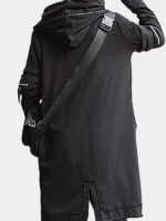 Back look of Cyberpunk Techwear Cape Coat showcasing premium craftsmanship and a futuristic cape profile