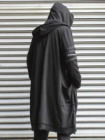 Back view of Cyberpunk Techwear Cape Coat featuring a flowing cape silhouette and clean futuristic styling