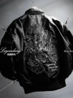 Cyberpunk Tiger Dragon Bomber Jacket Back Look