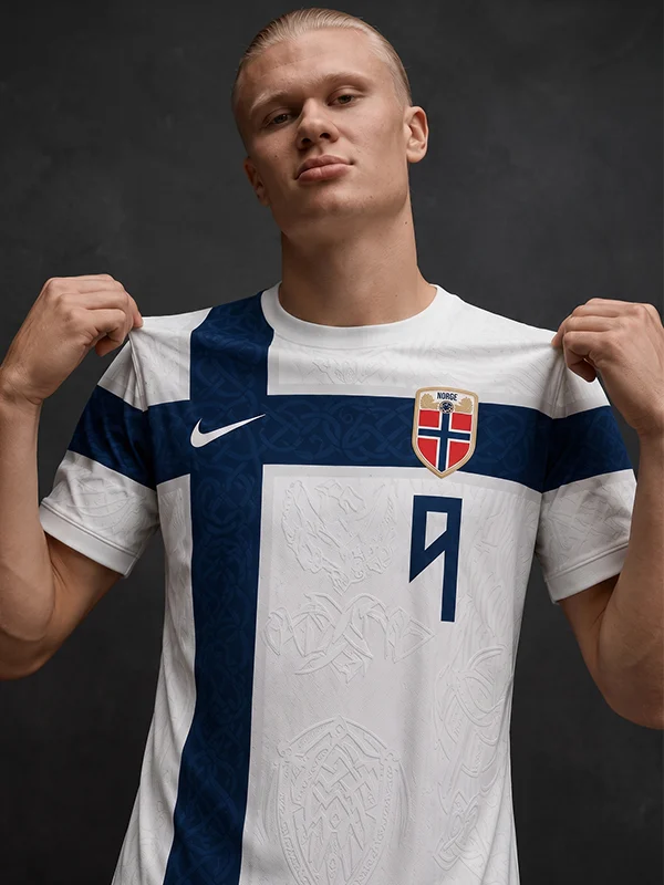 Front view of Erling Haaland Knotwork Football Jersey with signature knotwork graphics and athletic styling