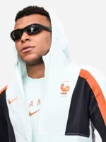 Close-up of FIFA World Cup 2026 Kylian Mbappe Jacket highlighting fabric texture, stitching, and France football-inspired details
