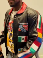 Side view of Fabolous World Cup Leather Jacket with premium leather and vintage football inspired details