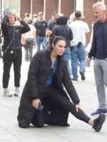 Gal Gadot The Runner Puffer Coat featuring premium quilted construction, refined craftsmanship, and a structured modern silhouette