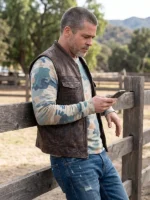 Side view of Heart of the Beast 2026 Brad Pitt Brown Vest featuring a rugged brown finish and practical sleeveless design