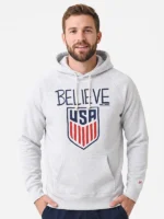Homage Ted Lasso Believe x USA Crest Hoodie with a clean front look, USA crest artwork, and casual fit