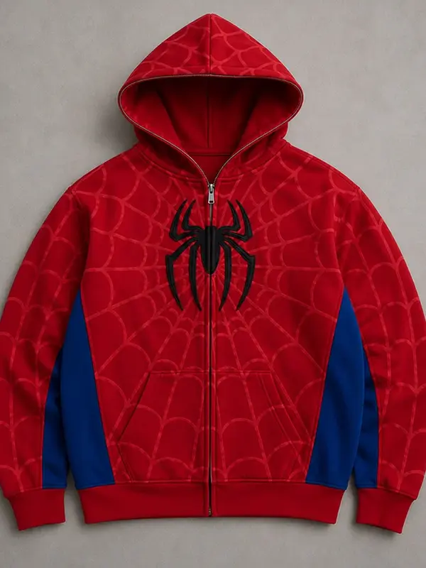 Hoodie Con Cierre Spider Classic Edition Front View Front view of Hoodie Con Cierre Spider Classic Edition featuring a clean zip-up design and premium streetwear finish