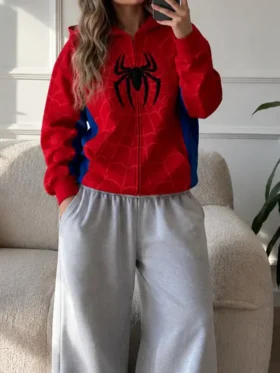 Full look of Hoodie Con Cierre Spider Classic Edition showcasing premium fabric, zip-up design, and relaxed streetwear fit