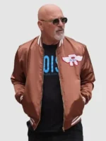 Closure view of Howie Mandel America’s Got Talent Brown Jacket showing the front fastening, premium construction, and neat finishing