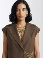 In the City Danielle Olivera Brown Vest Front View