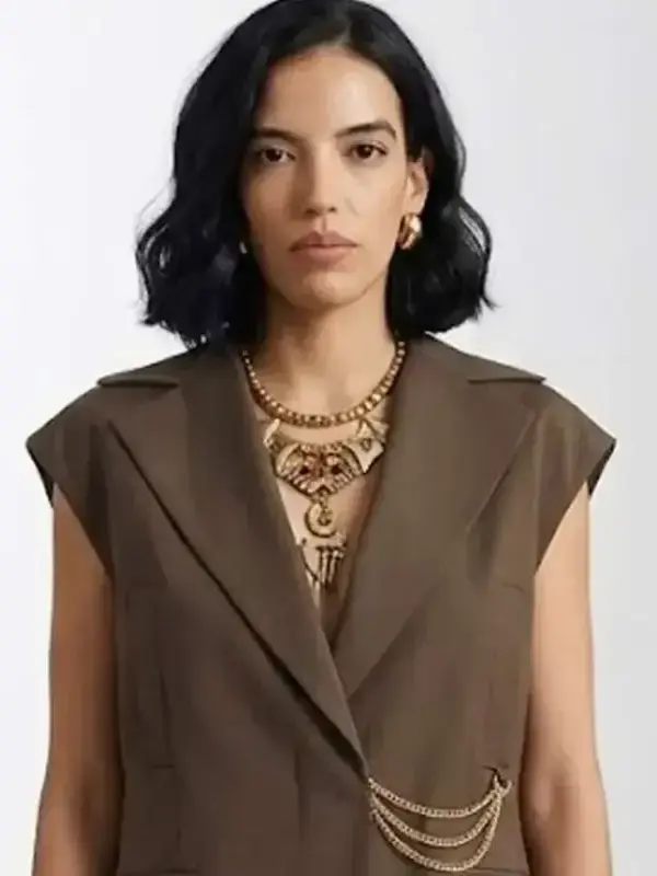 In the City Danielle Olivera Brown Vest Front View In the City Danielle Olivera Brown Vest Front View